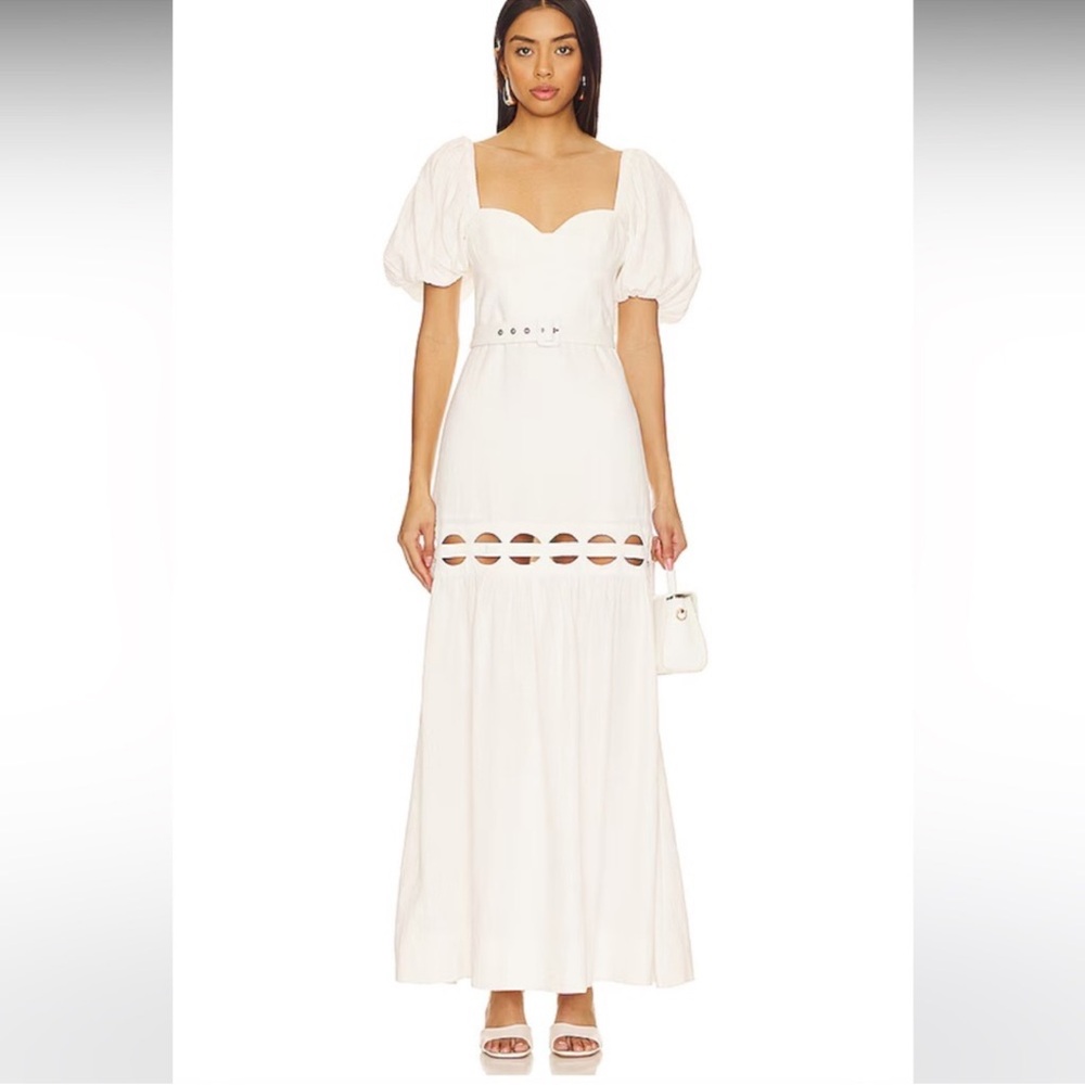 Shona Joy Cream Puff Sleeve Maxi Dress